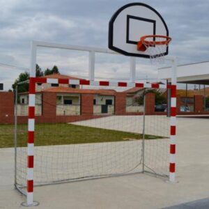 Square metal handball goal (3000x2000x1000mm) with basketball backboard